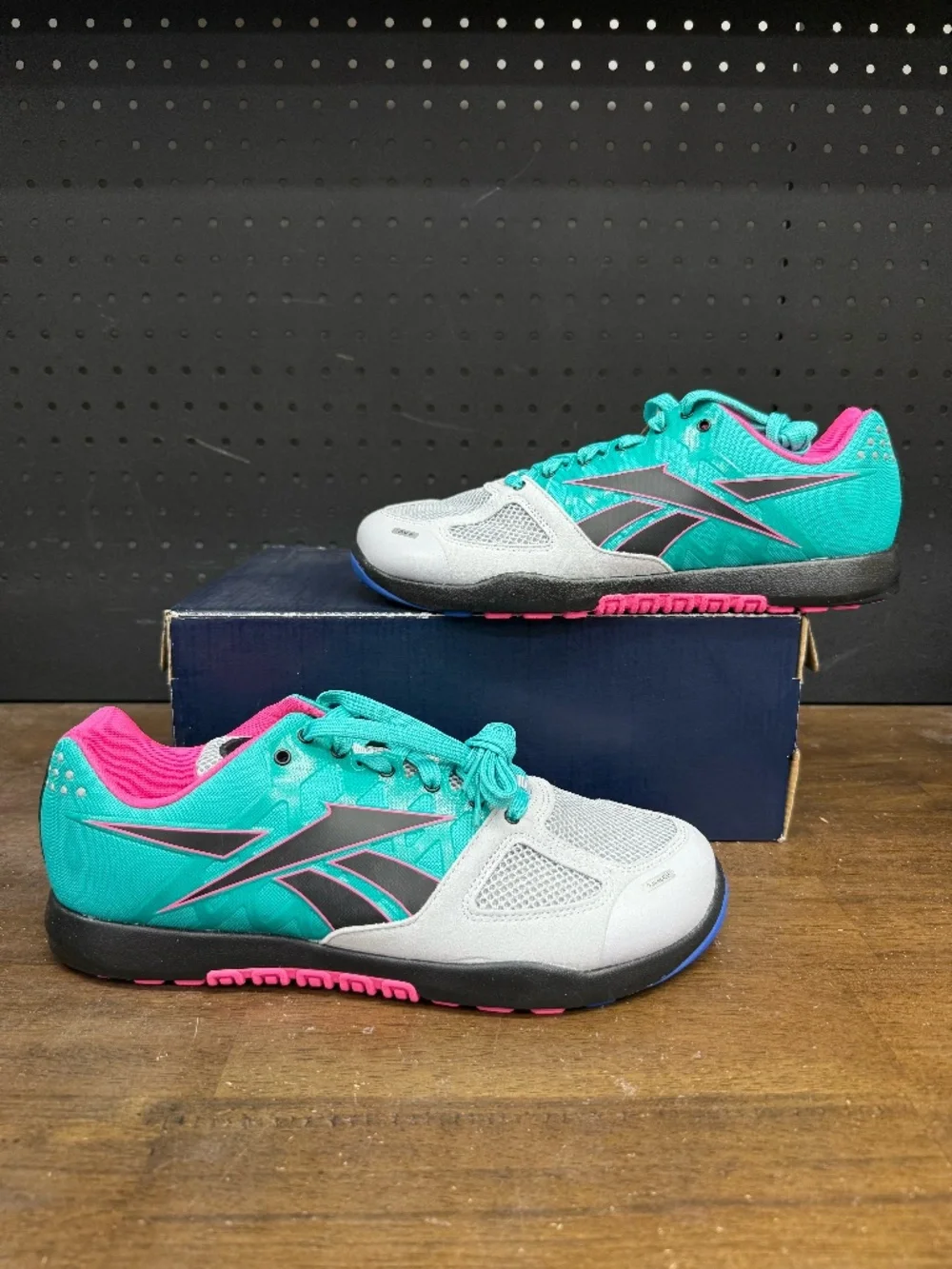 New W/ Box! Men's Reebok Nano 2.0 Teal Grey Pink Training Sneakers Size 10.5